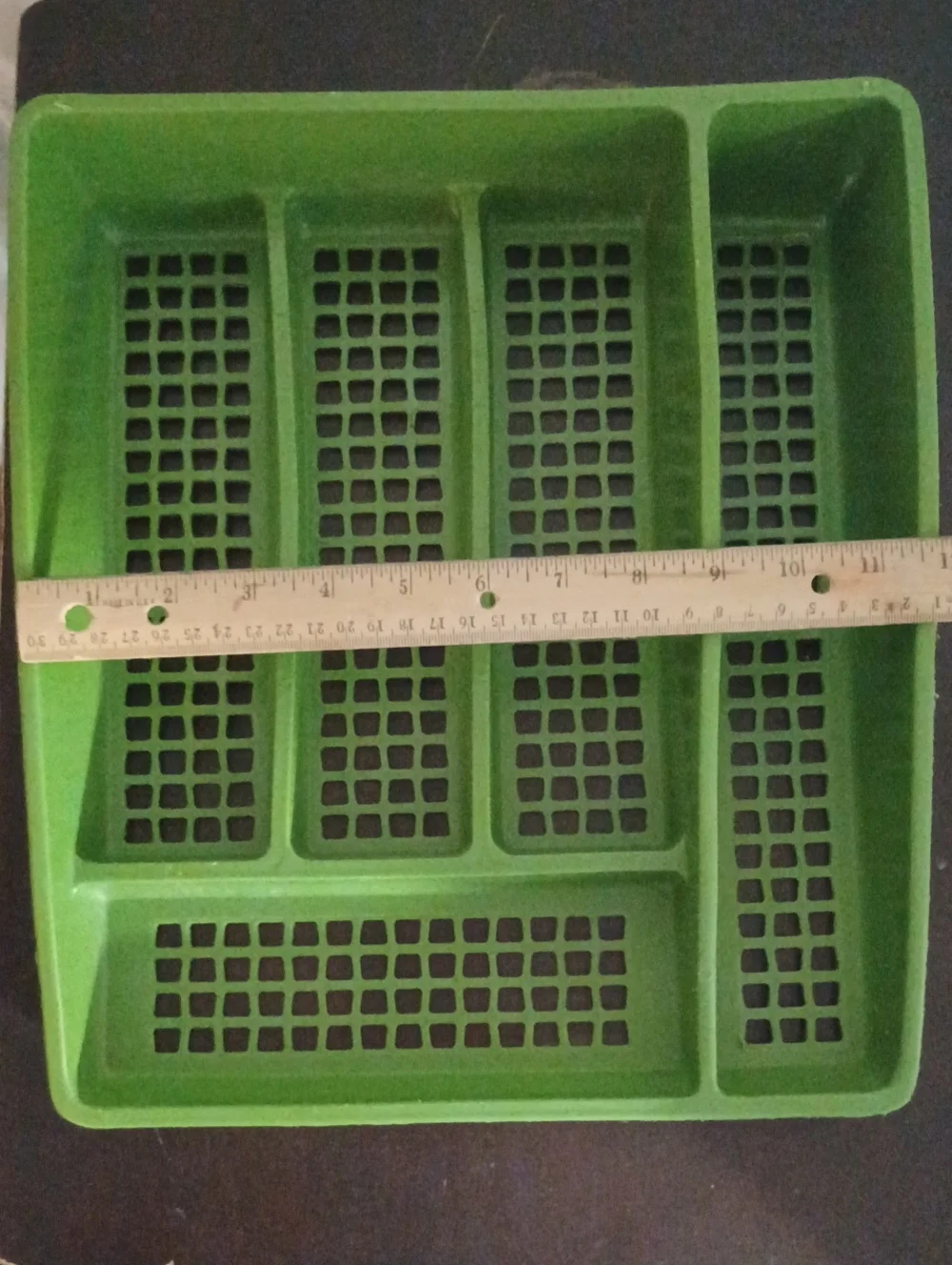 Vintage Large Avocado Plastic Silverware Organizer Drawer Tray Cultery Organizer